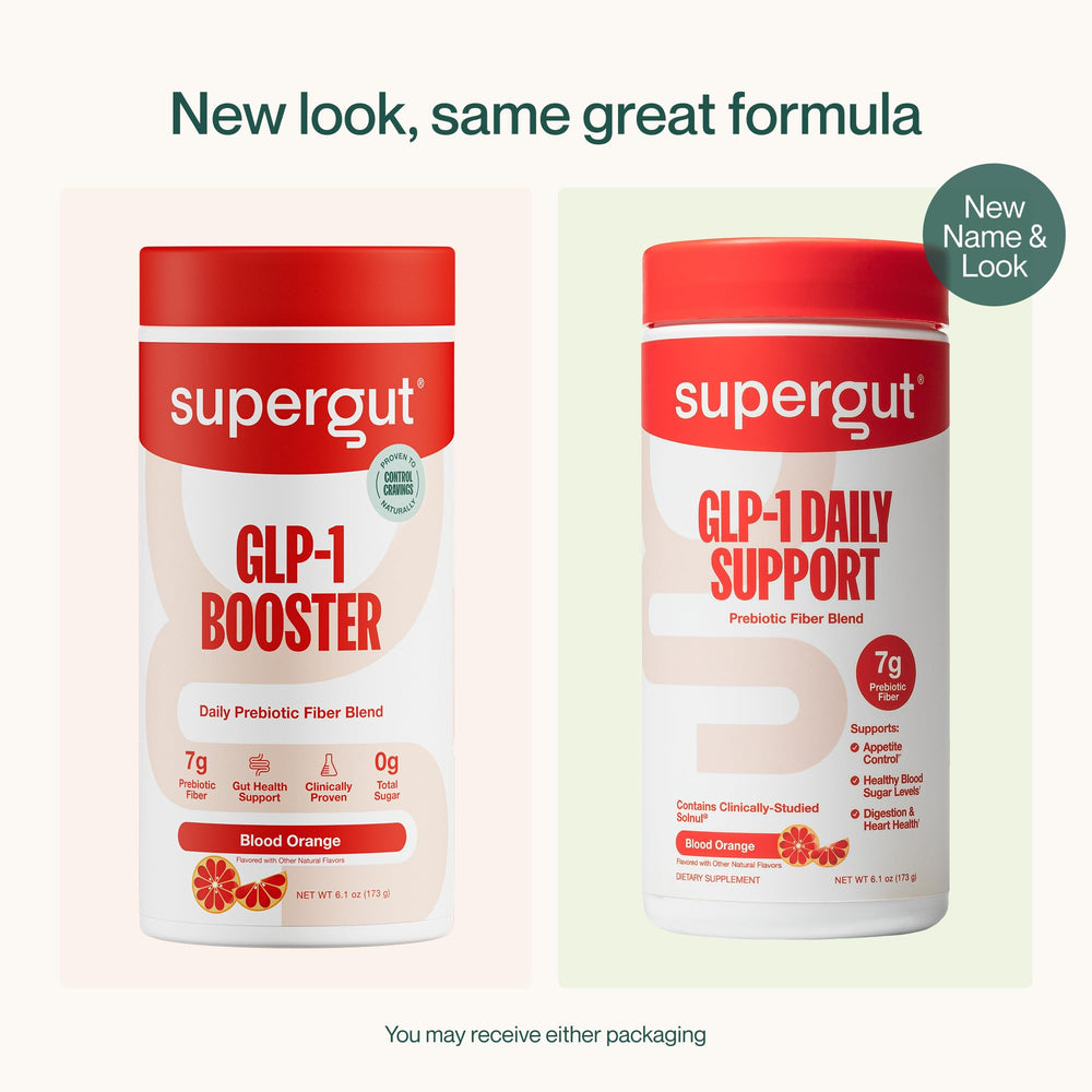 Supergut next to common items to show serving scale and portion clarity