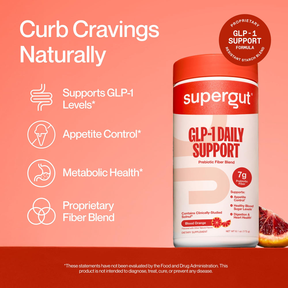 Supergut scoop close-up with powder showing quantity and quick-mix texture benefit