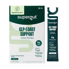 Supergut frente del empaque mostrando sobres y diseño práctico