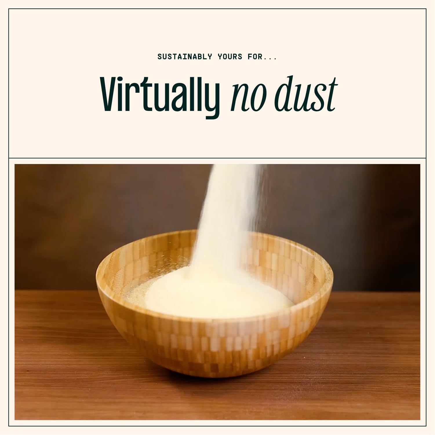 Sustainably Yours low-dust comparison illustrating less airborne dust and cleaner home