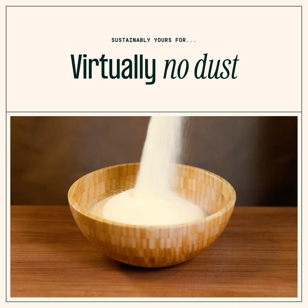 Sustainably Yours low-dust comparison illustrating less airborne dust and cleaner home