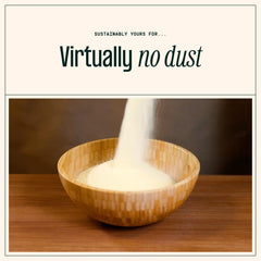 Sustainably Yours low-dust comparison illustrating less airborne dust and cleaner home