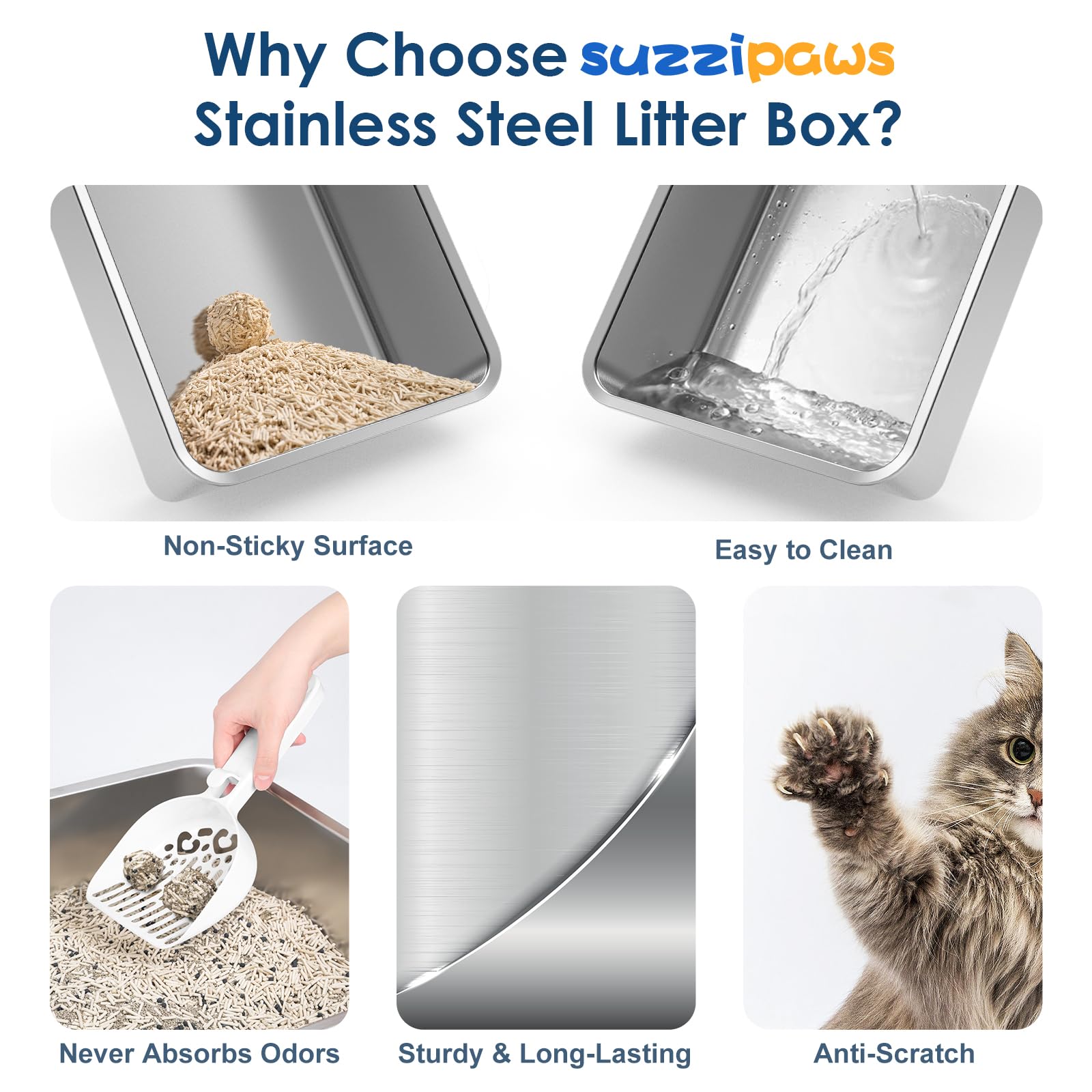 suzzipaws pala incluida y volumen de 37 L para menos cambios frecuentes