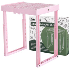 Svartur estante frontal rosa mostrando organización y ahorro de espacio