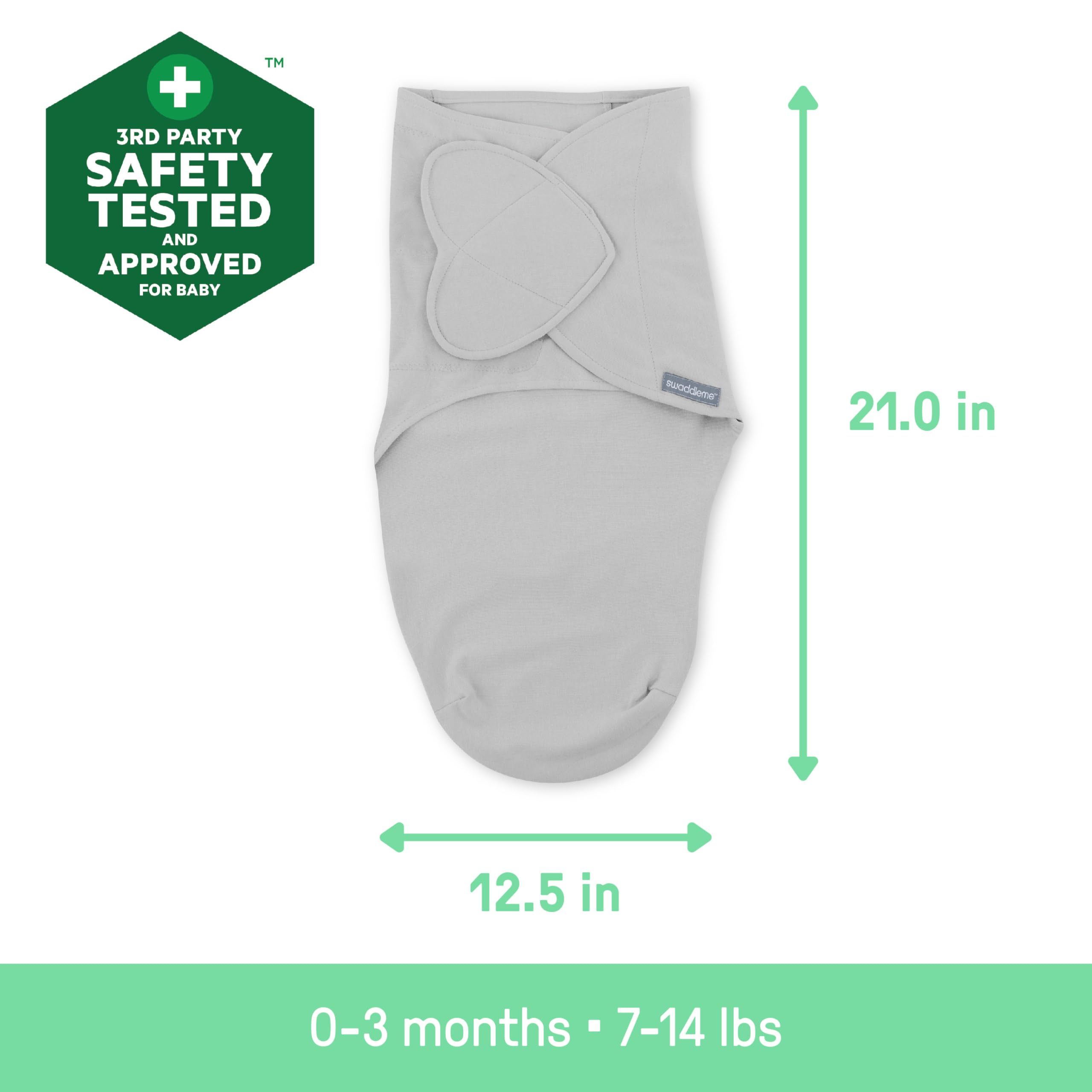 SwaddleMe alas en forma de corazón y cierres seguros que mantienen el ajuste