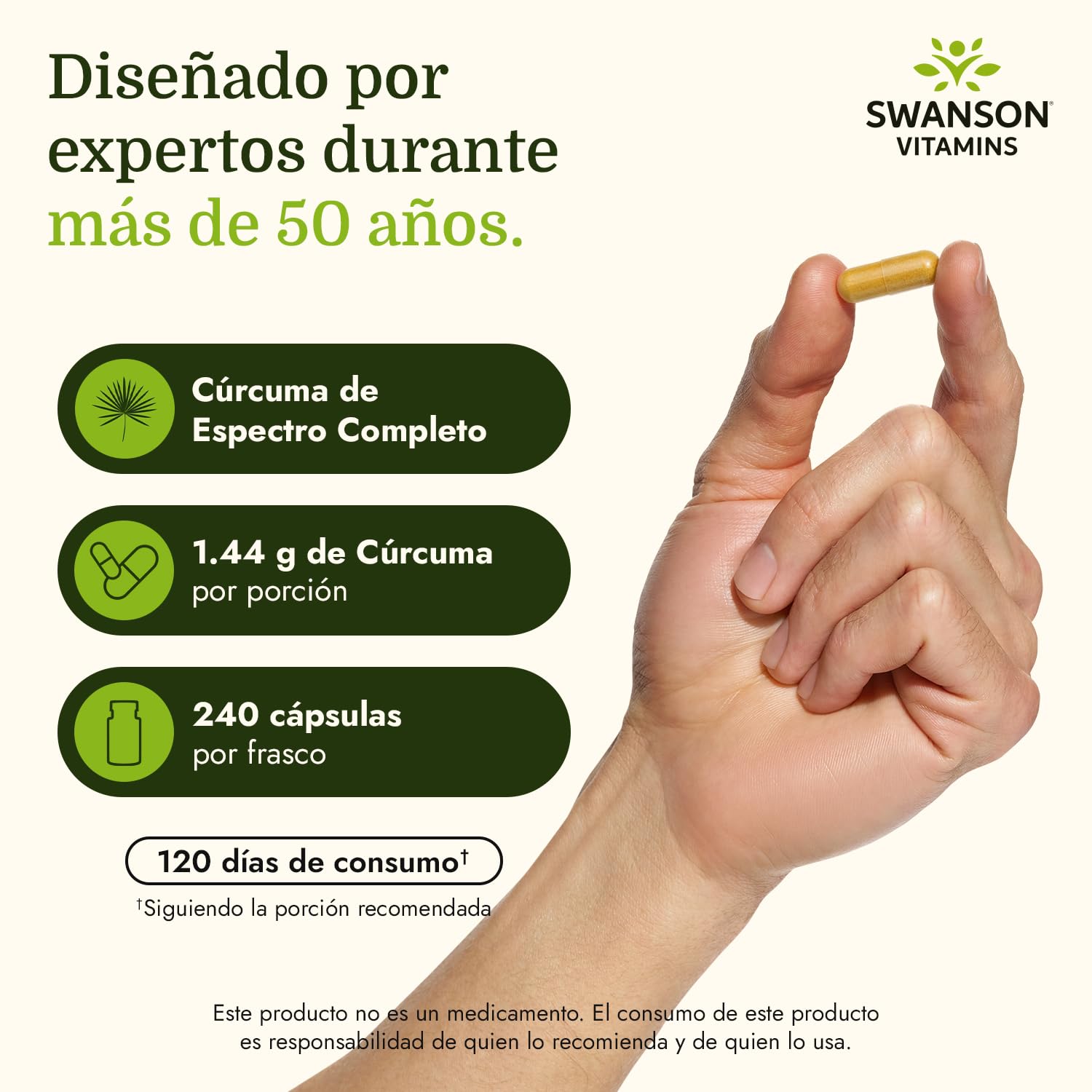 Swanson cápsulas junto a alimentos saludables sugiriendo integración diaria