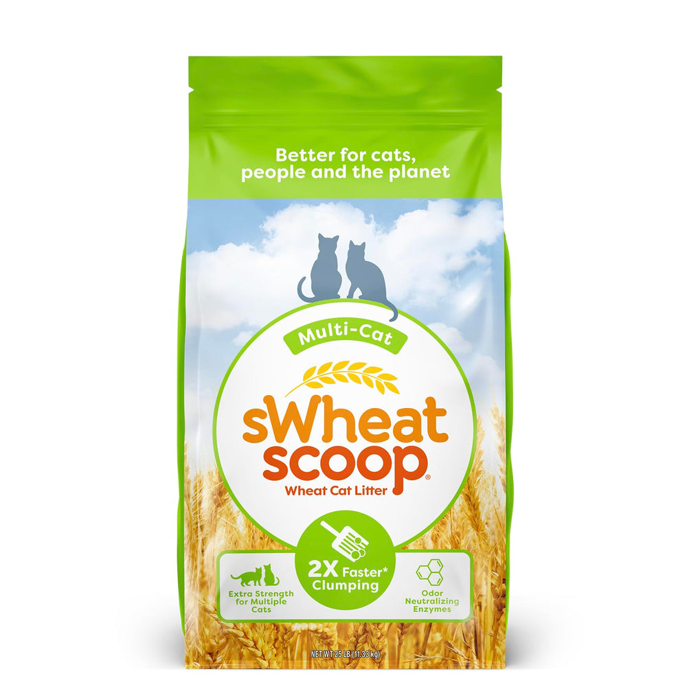 sWheat Scoop paquete frontal mostrando marca y peso, solución sostenible