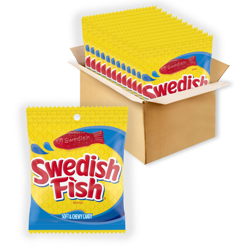 Swedish Fish paquete frontal mostrando diseño y conveniencia