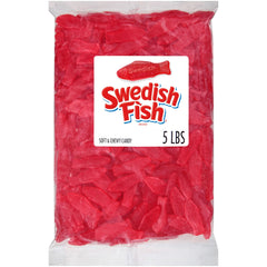 Swedish Fish frontal del paquete mostrando peso y marca, ideal para compras a granel