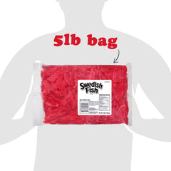 Swedish Fish porción en mano mostrando tamaño y conveniencia para bolsitas