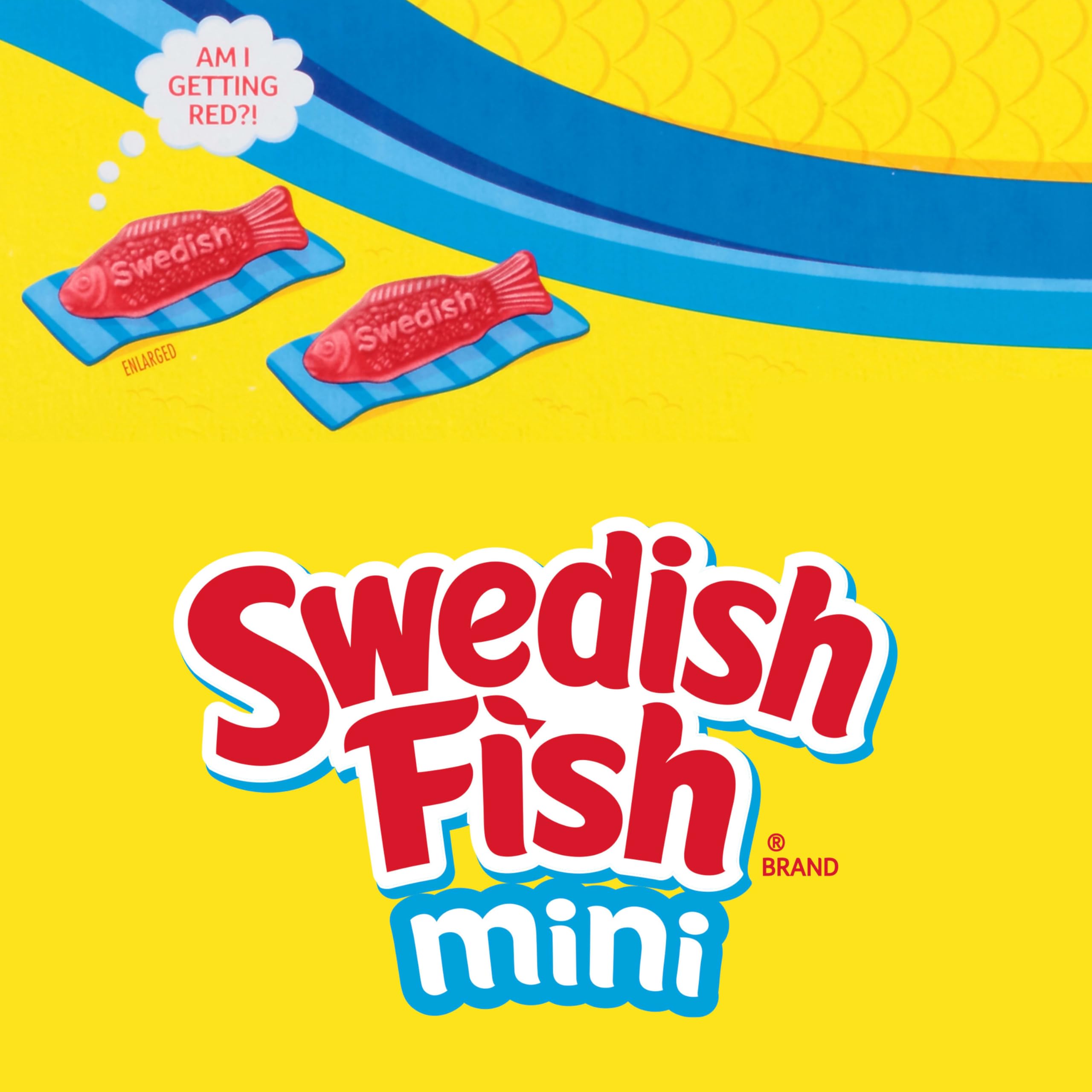 Swedish Fish caja a granel con múltiples snack packs lista para eventos