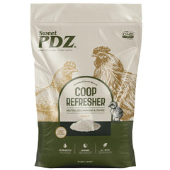 Sweet PDZ empaque frontal mostrando 10 lb y uso en gallineros para control de olor