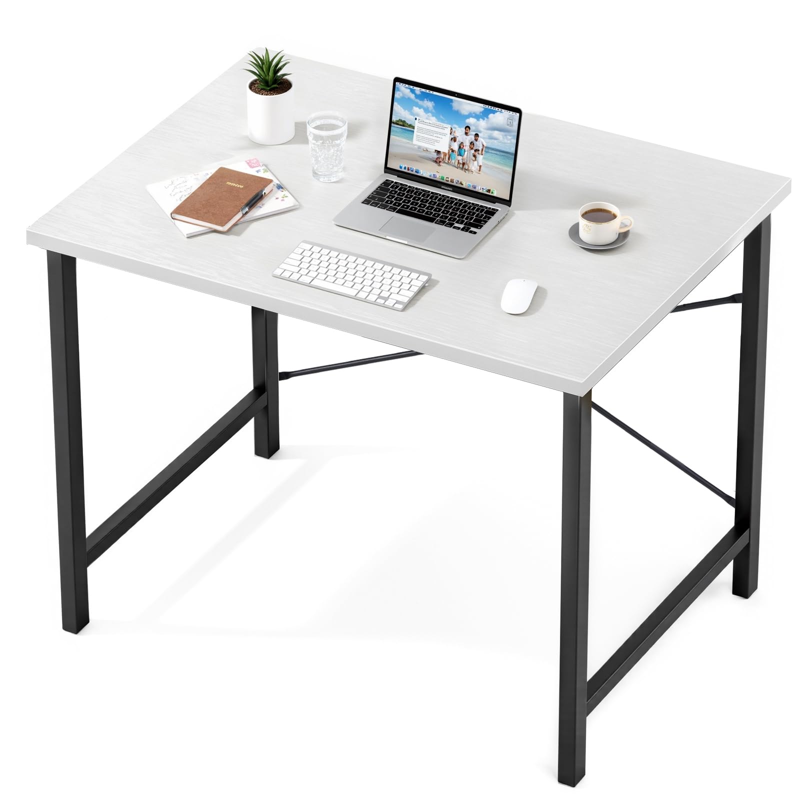 Sweetcrispy vista frontal del escritorio blanco, diseño compacto y elegante