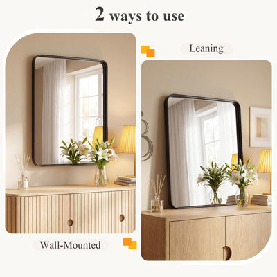 Sweetcrispy mirror shown with person for scale and accurate size understanding