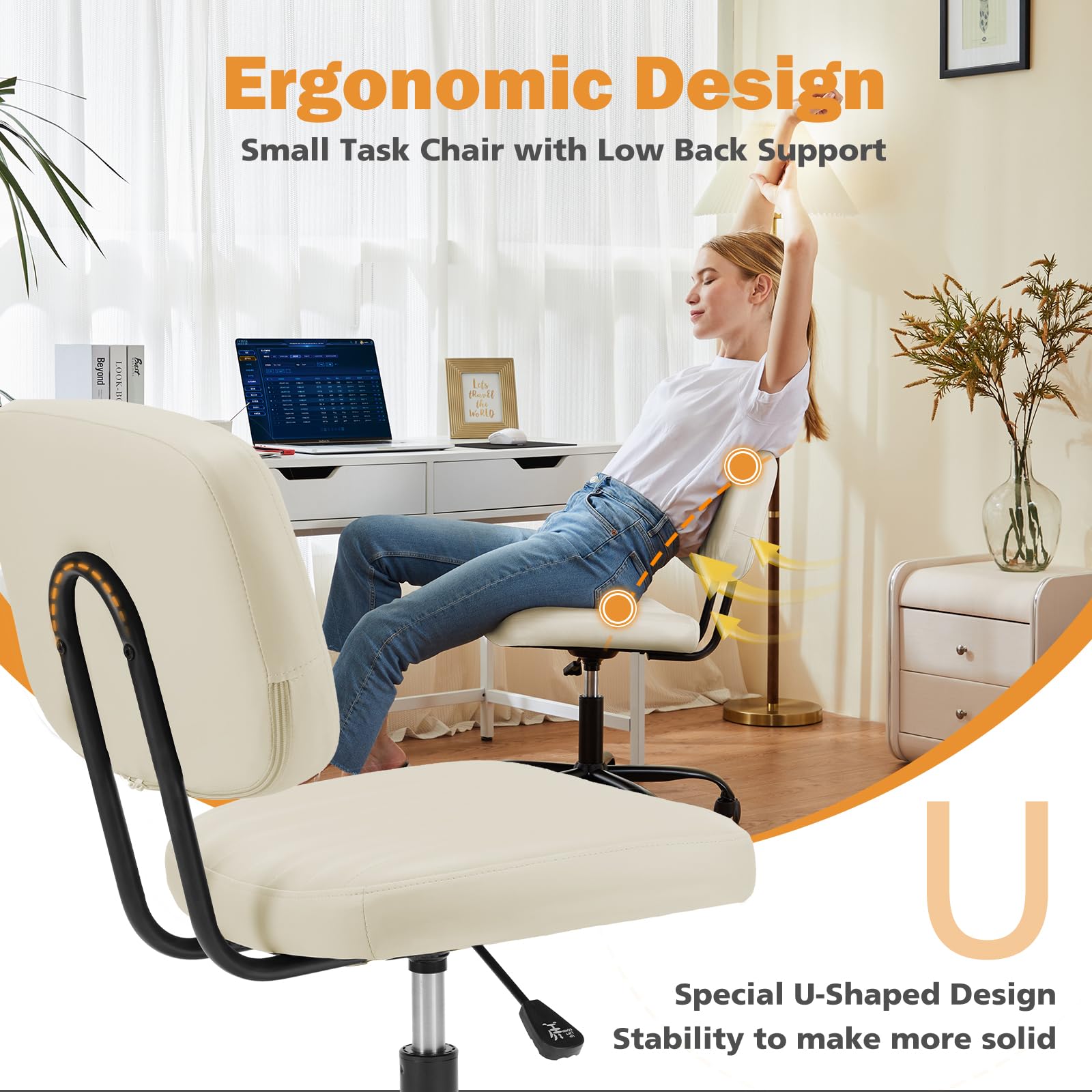 Sweetcrispy perfil lateral mostrando soporte lumbar en U para estabilidad