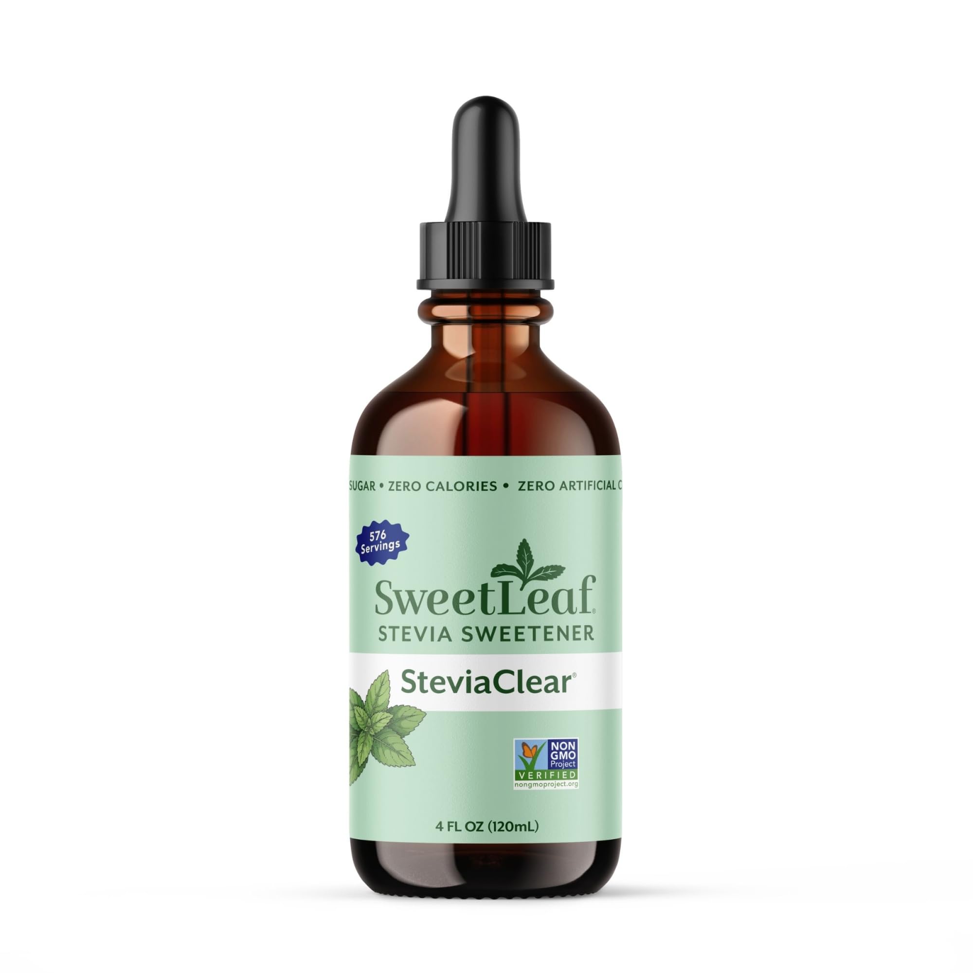 SweetLeaf envase frontal SteviaClear: endulzor sin calorías práctico