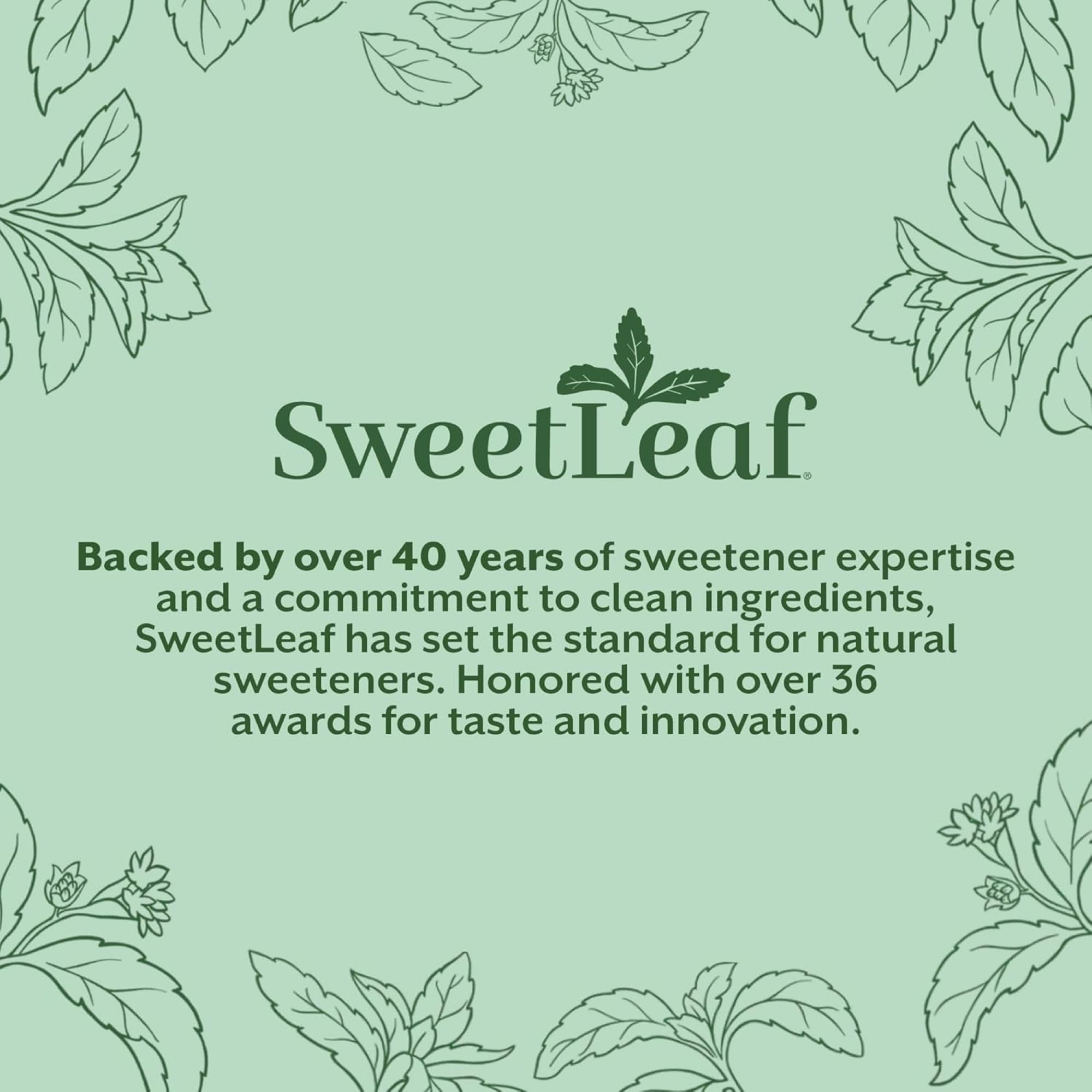 SweetLeaf packaging lateral con información de ingredientes