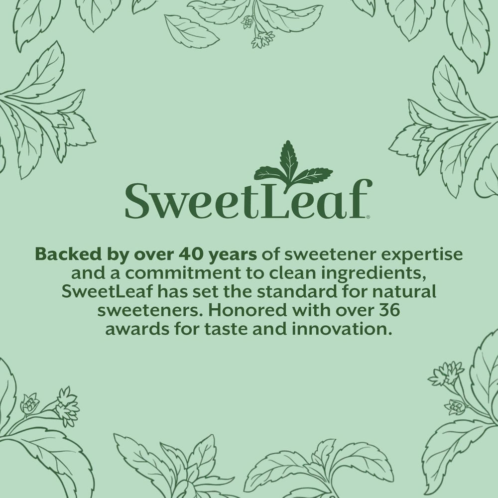 SweetLeaf packaging lateral con información de ingredientes