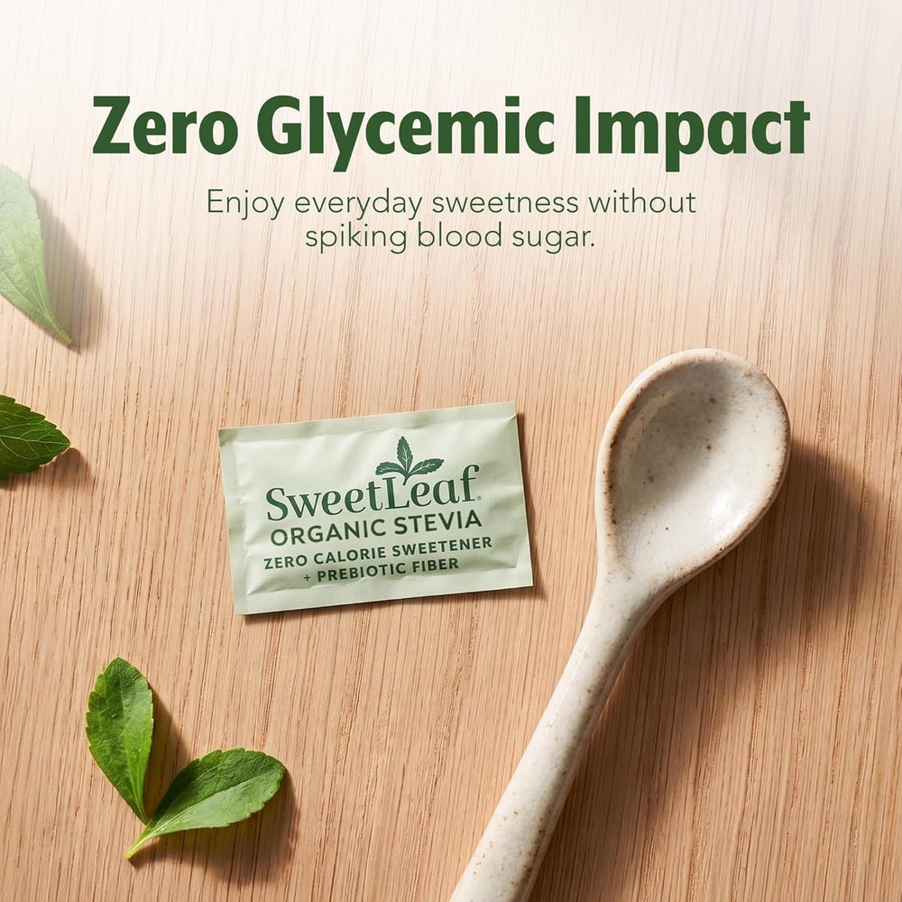 SweetLeaf packet next to coin for size comparison showing portable single-serve