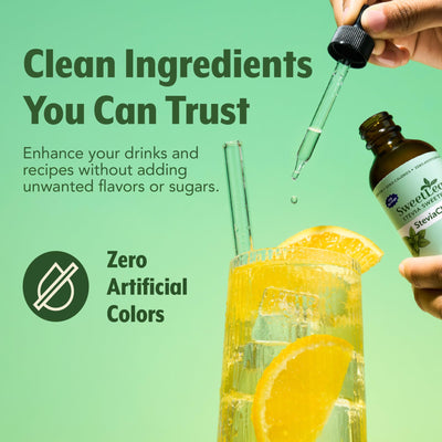 SweetLeaf añadiendo al batido como alternativa sin azúcares añadidos