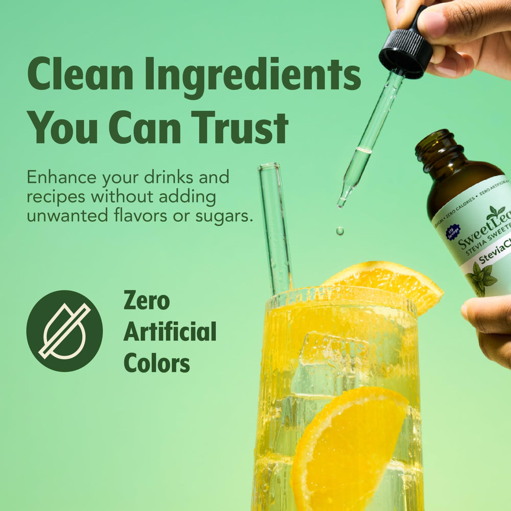 SweetLeaf añadiendo al batido como alternativa sin azúcares añadidos