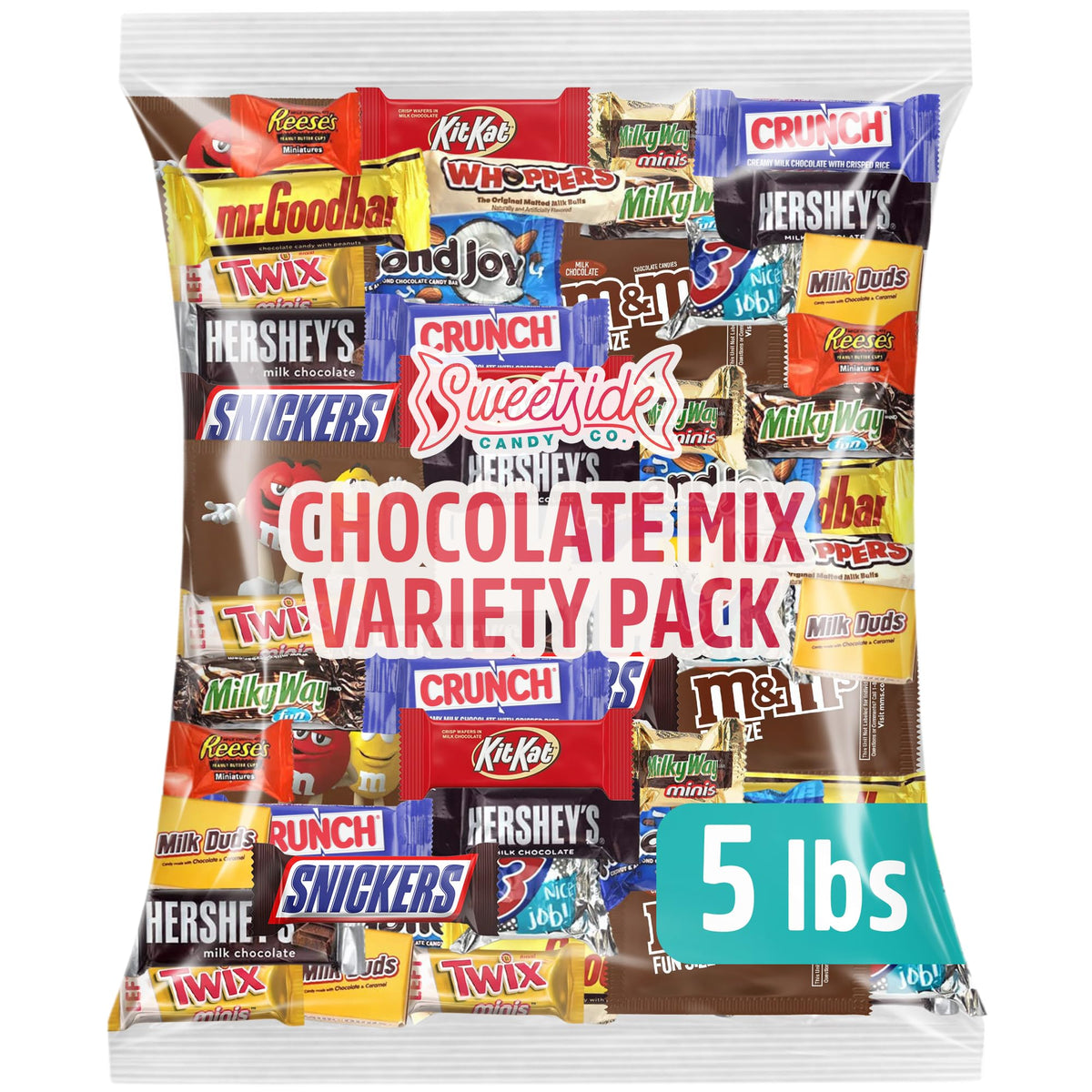 SWEETSIDE CANDY CO. frente del empaque 5 lb muestra valor y variedad