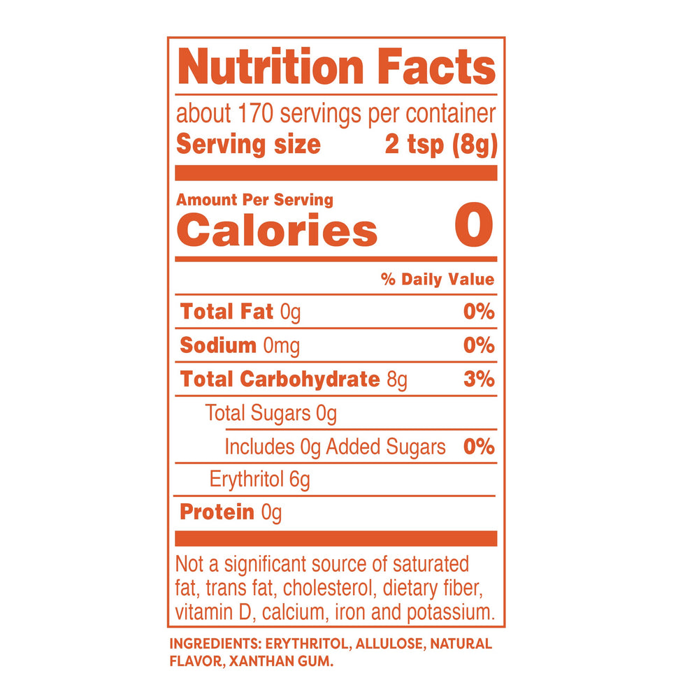 Measuring cup of Swerve demonstrating 1:1 substitution with sugar for easy recipes