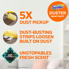 Close-up de fibras recubiertas Swiffer que atrapan polvo eficientemente