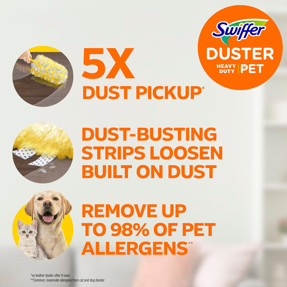 Swiffer detalle de fibras recubiertas que atrapan polvo y pelo eficientemente