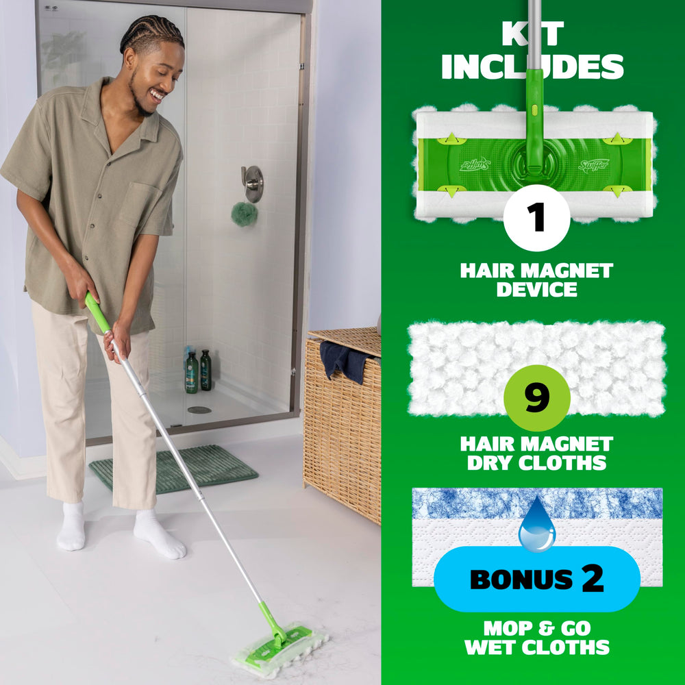 Ambiente doméstico con Swiffer en uso para suelos limpios y ordenados