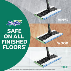Swiffer en uso barriendo pelo y polvo para suelos más limpios