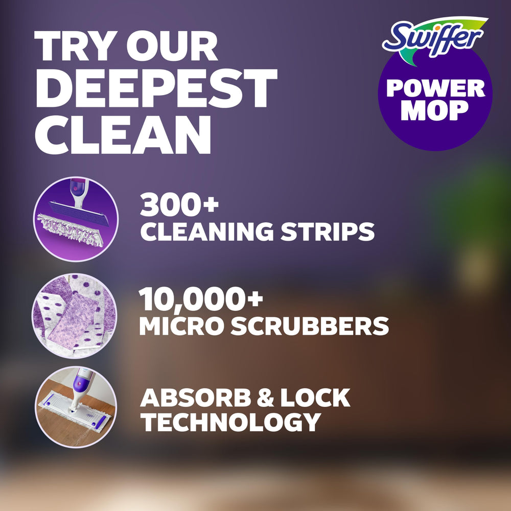 Swiffer PowerMop almohadilla con tiras de fregado que elimina suciedad incrustada