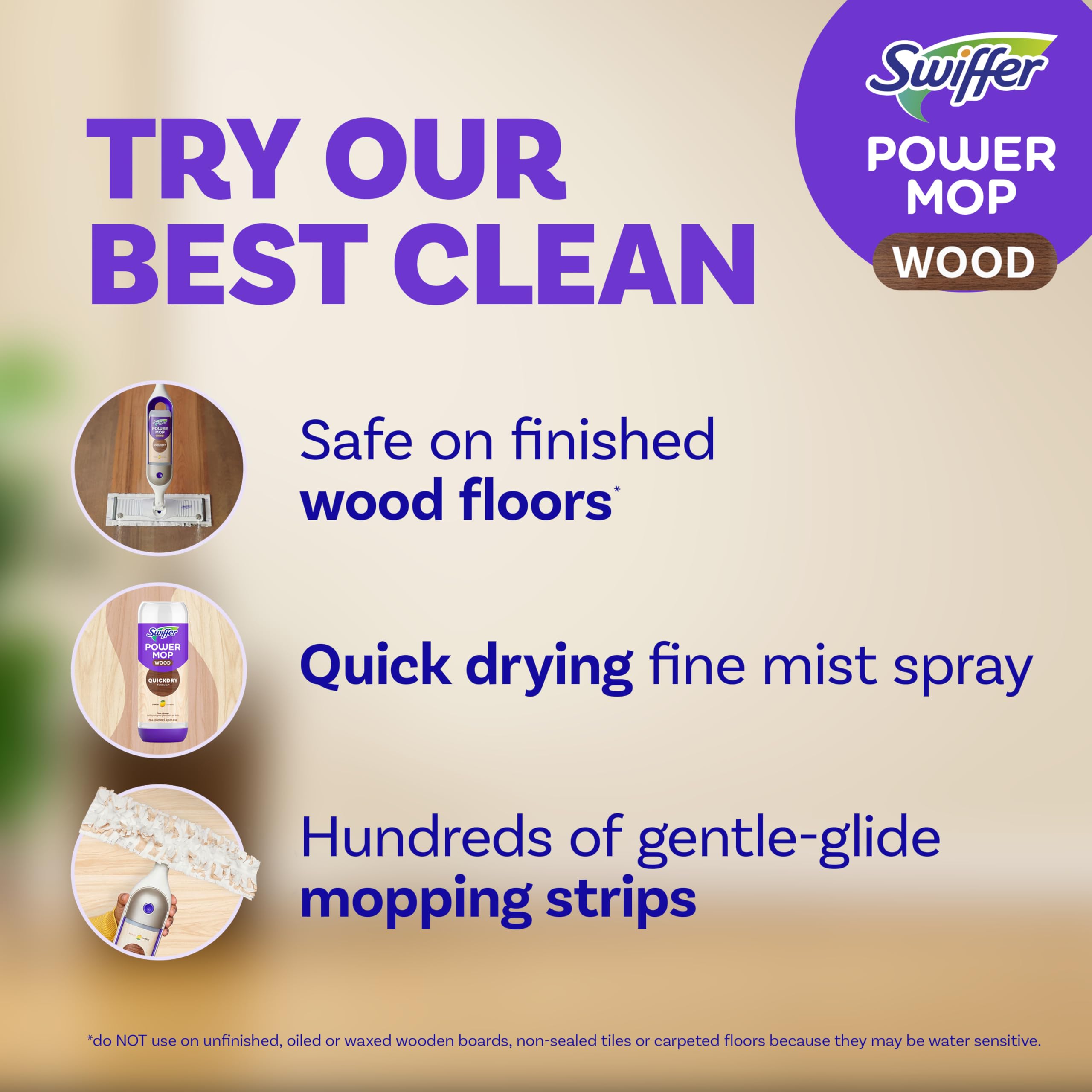 Swiffer mostrando mopas con franjas absorbentes que retienen suciedad