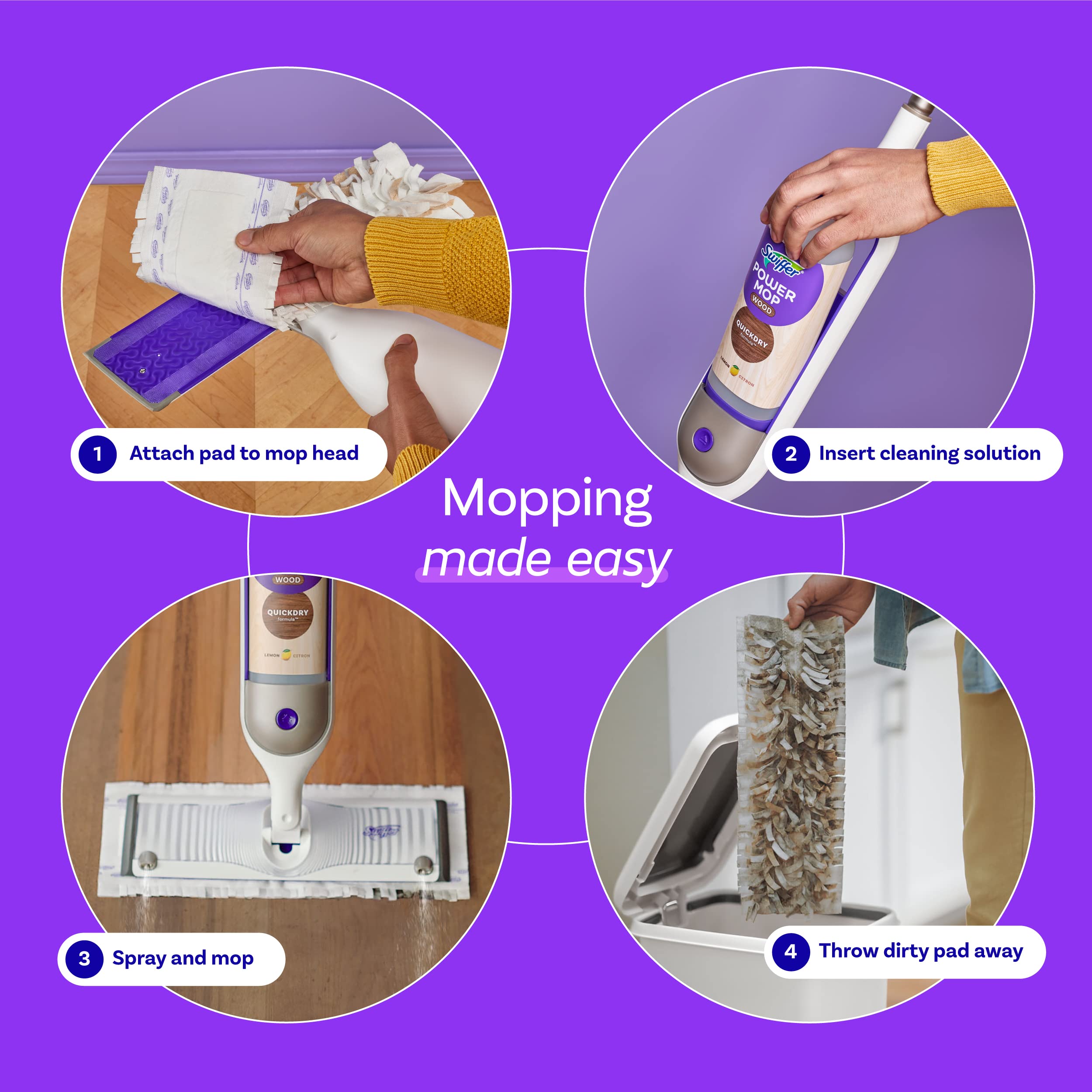 Swiffer comparado con una regla para mostrar tamaño y alcance bajo muebles