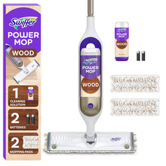 Swiffer PowerMop frontal mostrando diseño y ergonomía para limpieza rápida