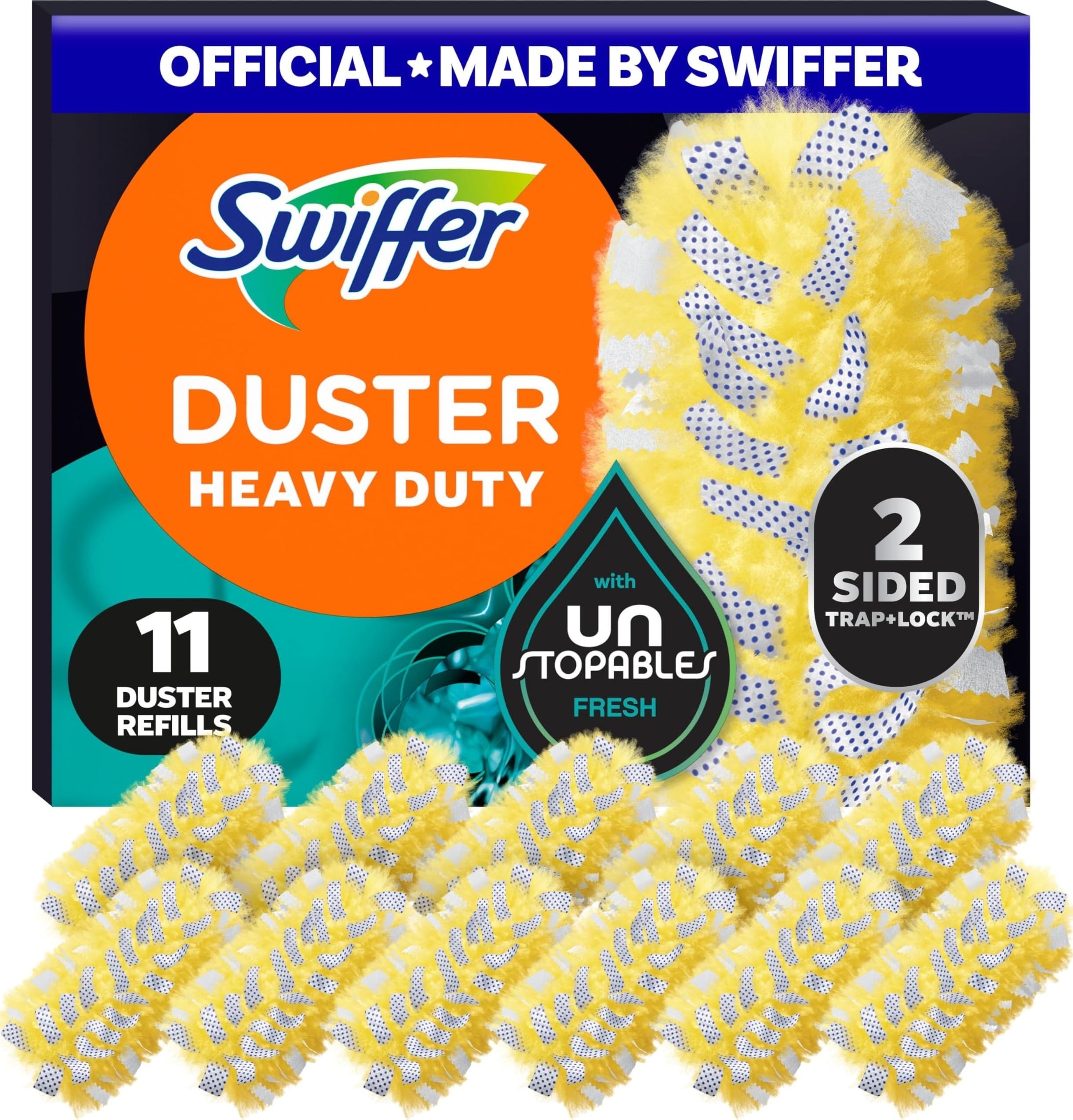 Swiffer recarga frontal del paquete mostrando 11 unidades y conveniencia