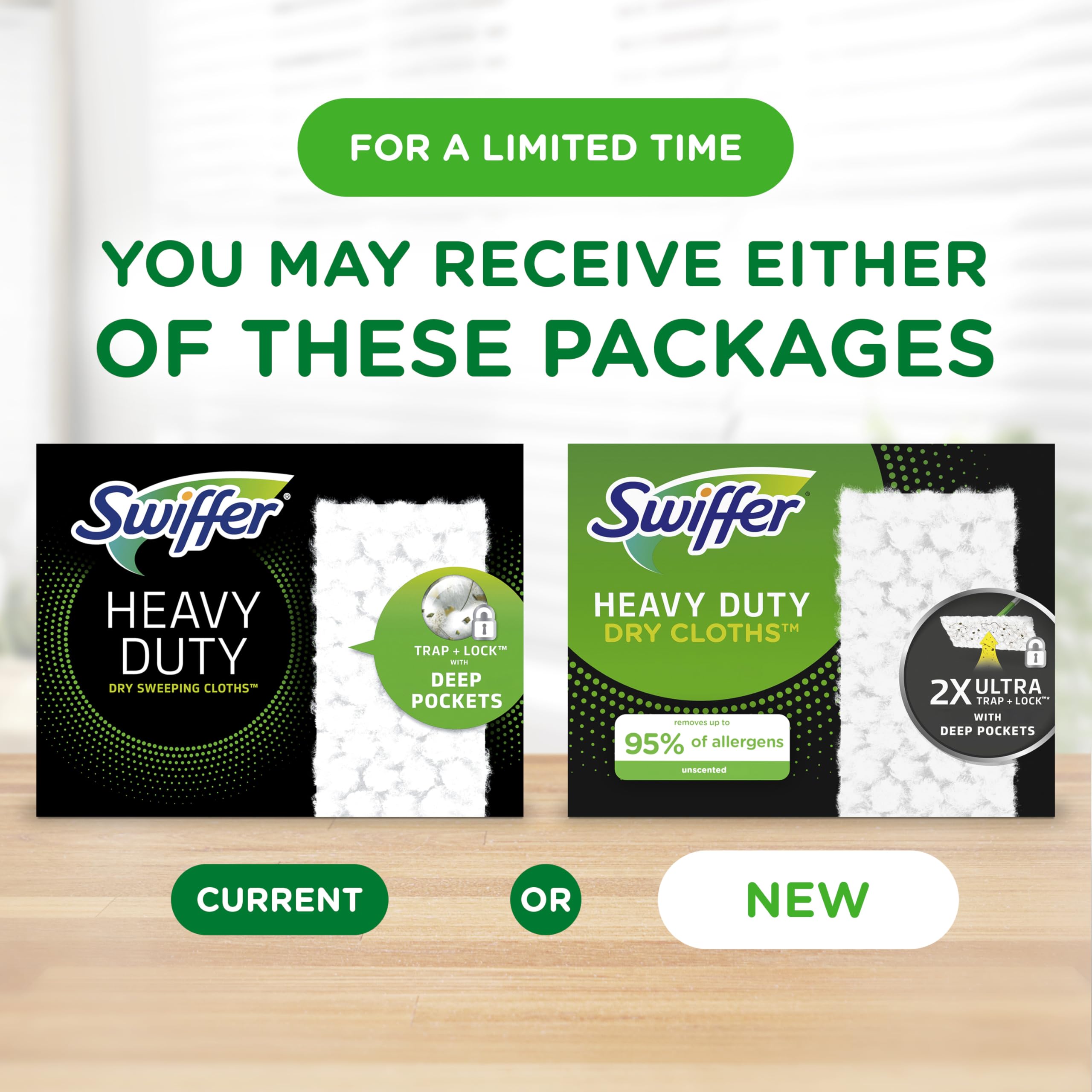 Swiffer paquete abierto mostrando paños dentro, fácil reposición
