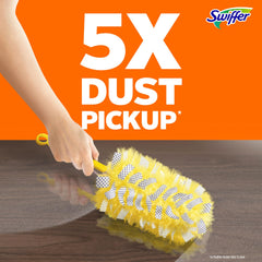 Detalle de tiras dust-busting Swiffer rompiendo capas de polvo visible
