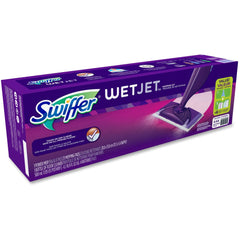 Swiffer WetJet almohadilla gruesa en detalle absorbiendo suciedad eficientemente