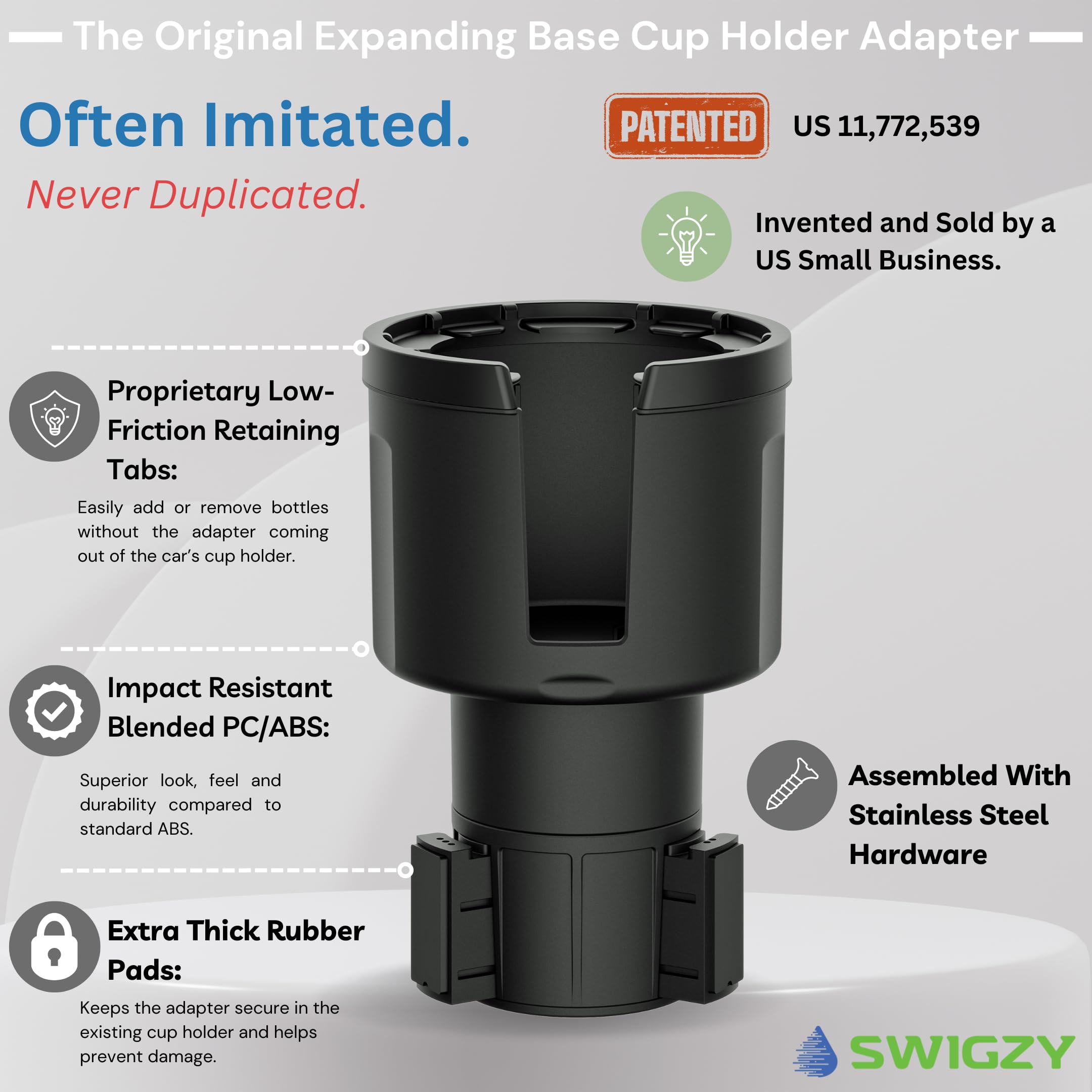 Swigzy pestañas de retención que facilitan inserción y extracción