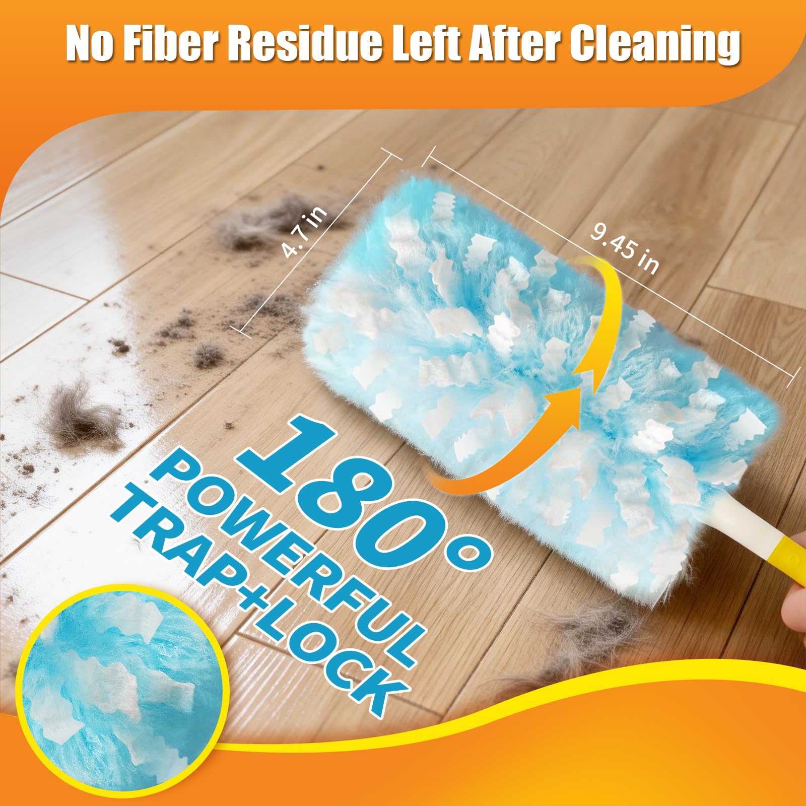 Swilsweep duster refill attached to a handle demonstrating secure fit and ease