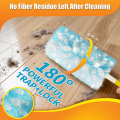 Swilsweep duster refill attached to a handle demonstrating secure fit and ease