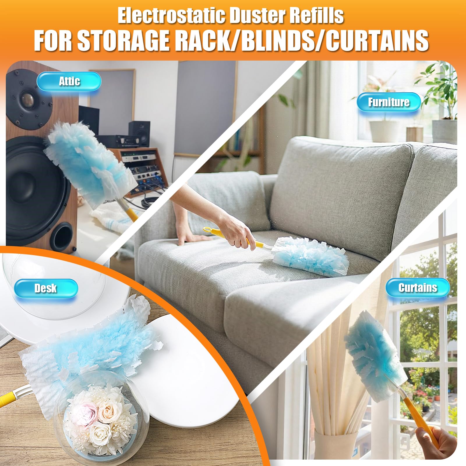 Swilsweep cleaning window blinds showing precise dust removal performance