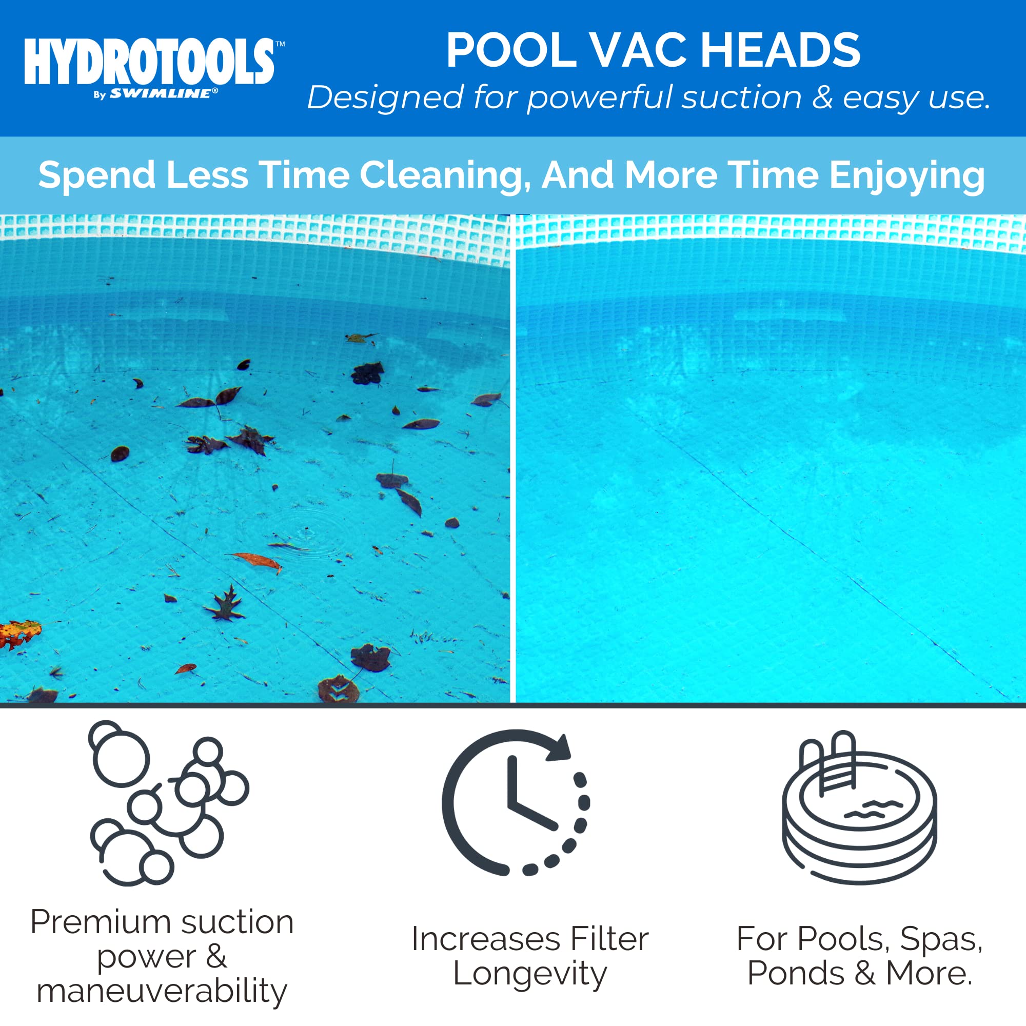 Swimline HydroTools primer plano de cerdas que aflojan suciedad para mejor succión