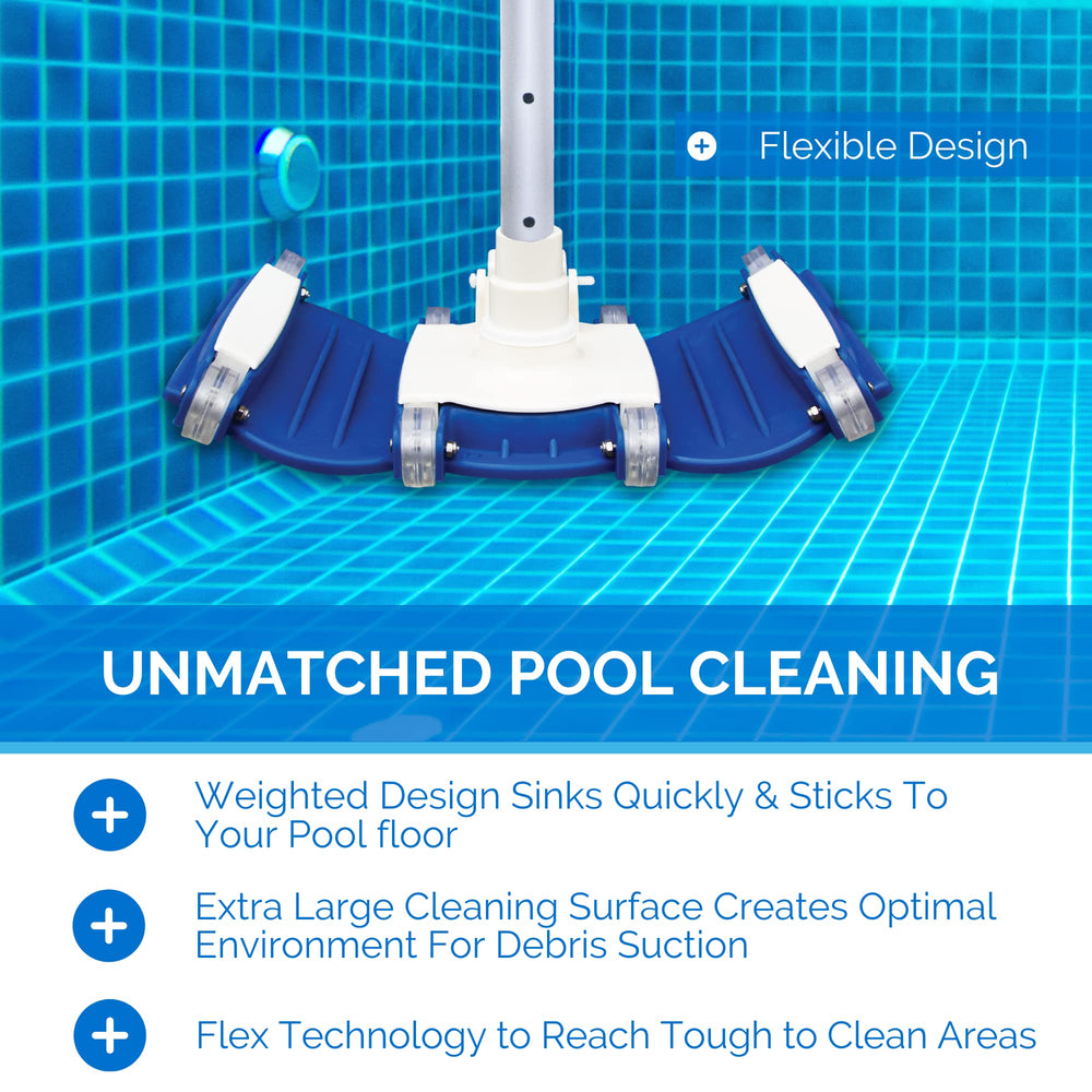 Swimline HydroTools en uso limpiando fondo de piscina, facilita recogida de hojas