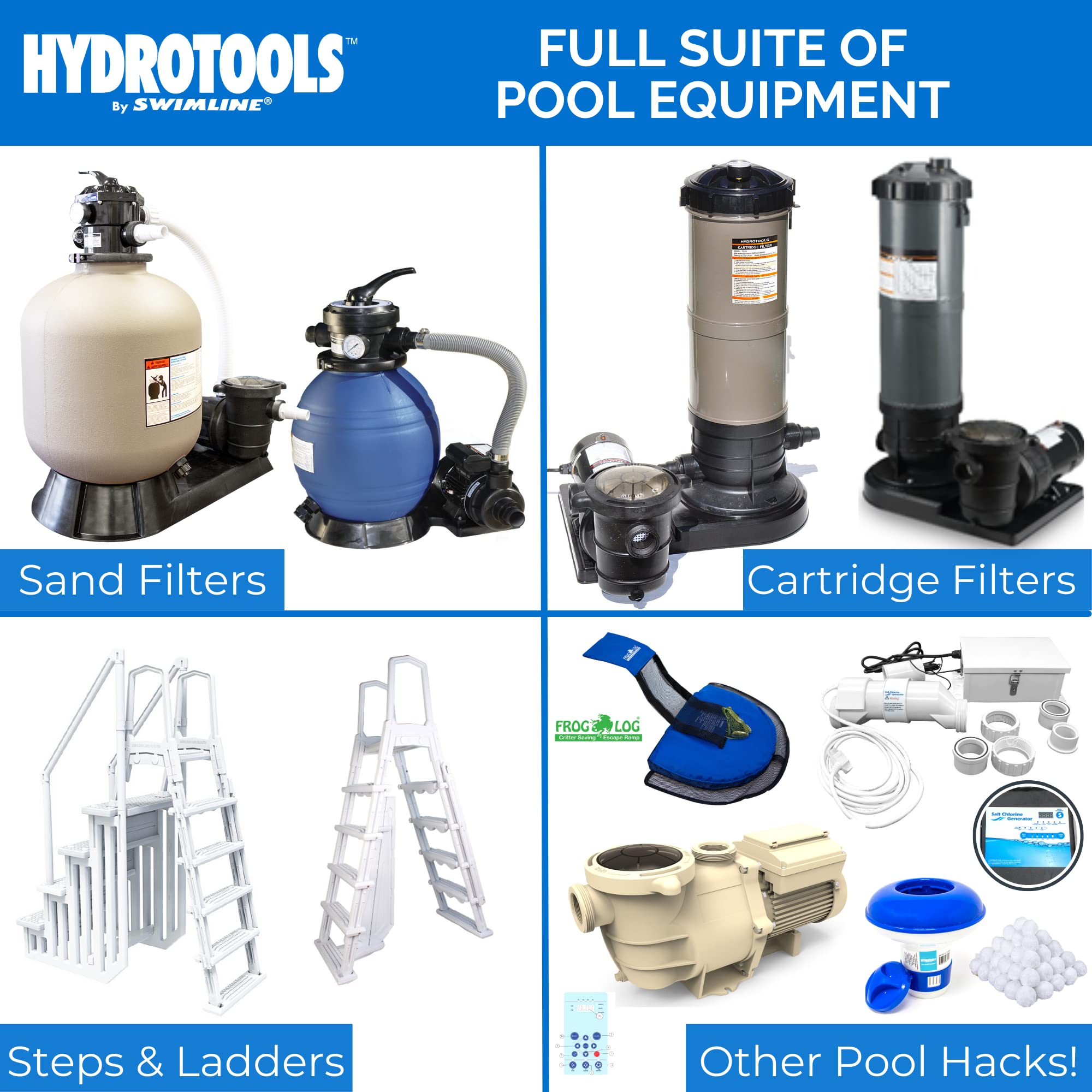 Swimline HydroTools comparación de tamaño con pértiga mostrando escala real de producto
