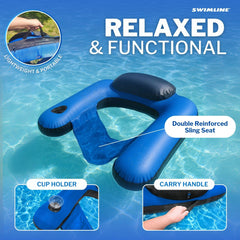 Swimline respaldo inflable mostrando soporte lumbar cómodo