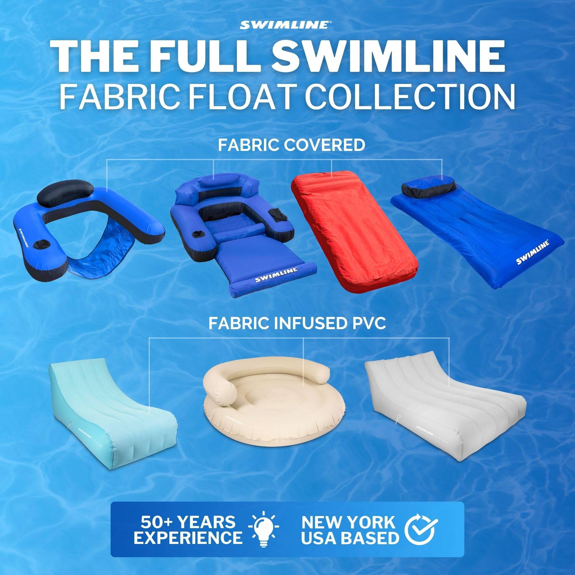 Swimline persona usando el U-Seat en piscina, relax seguro