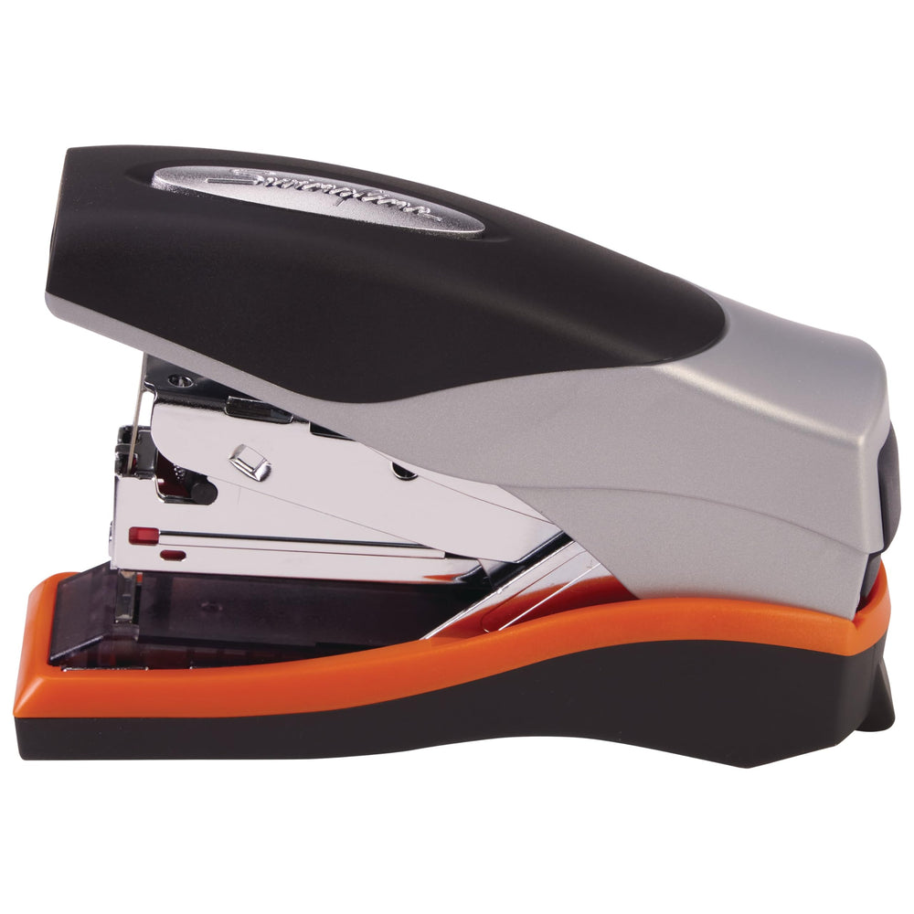Swingline Optima 40 on a tidy desk illustrating quiet, office-friendly operation