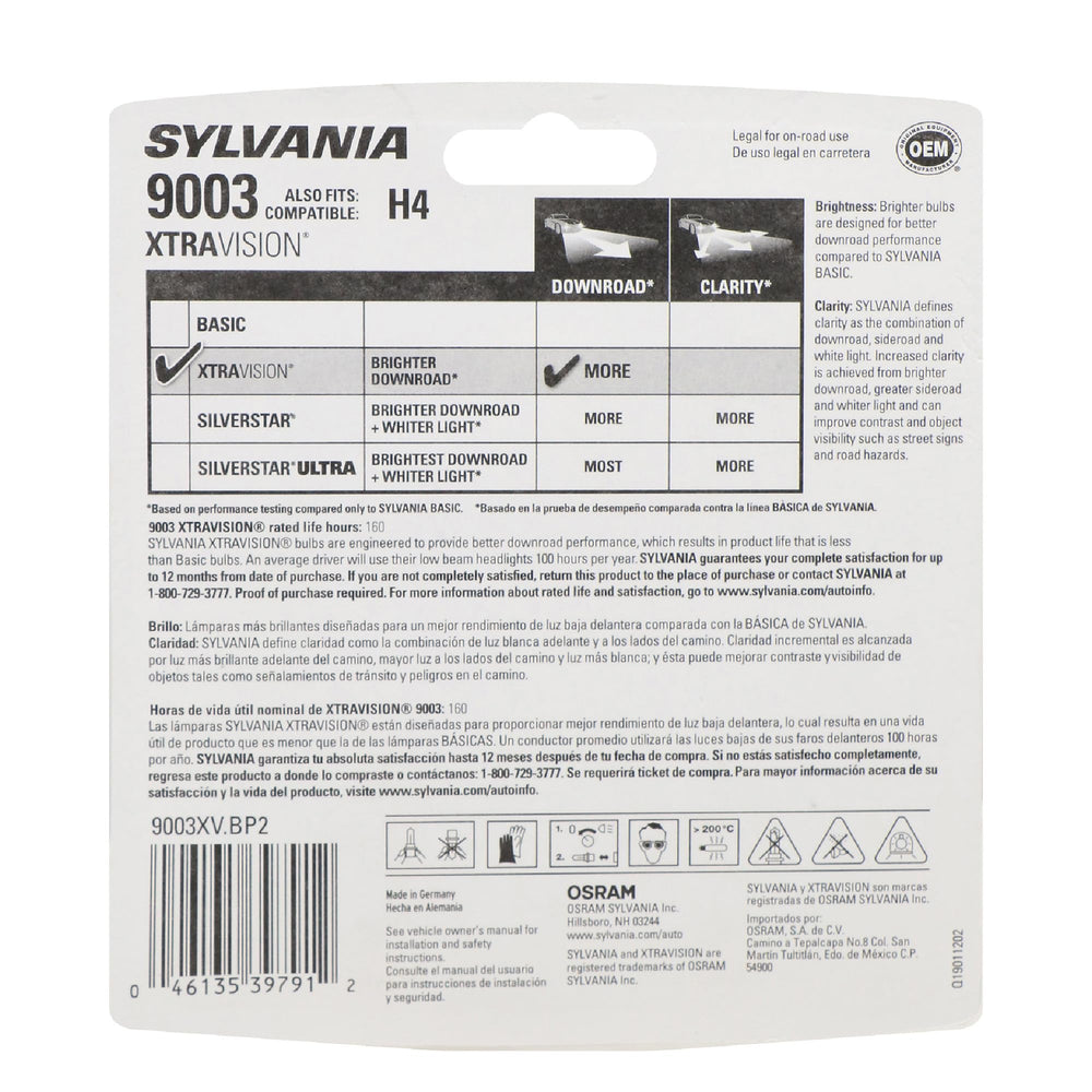 SYLVANIA 9003 XtraVision close-up filament view showing durable design